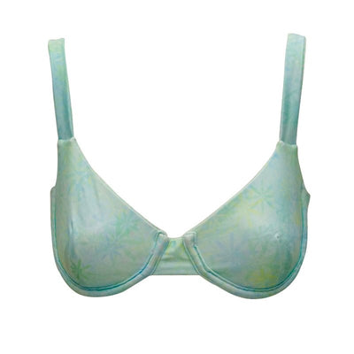AMBR Underwire Bikini Top - REVERSE Front - green and lilac print by salt and ripple