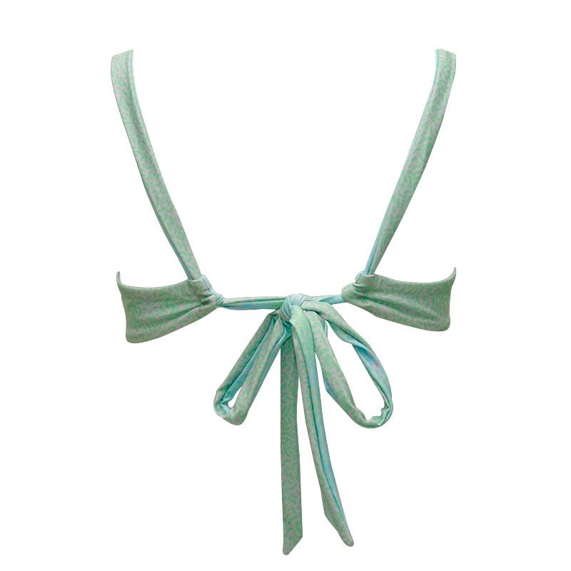 AMBR Underwire Bikini Top - back tie - green and lilac print by salt and ripple