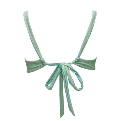 AMBR Underwire Bikini Top - back tie - green and lilac print by salt and ripple